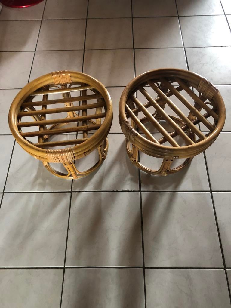 Pouf en rotin bambou, Enlèvement, Utilisé