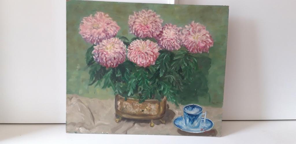 Prachtig stilleven, geschilderd op plaat, 1960, getekend, Enlèvement ou Envoi