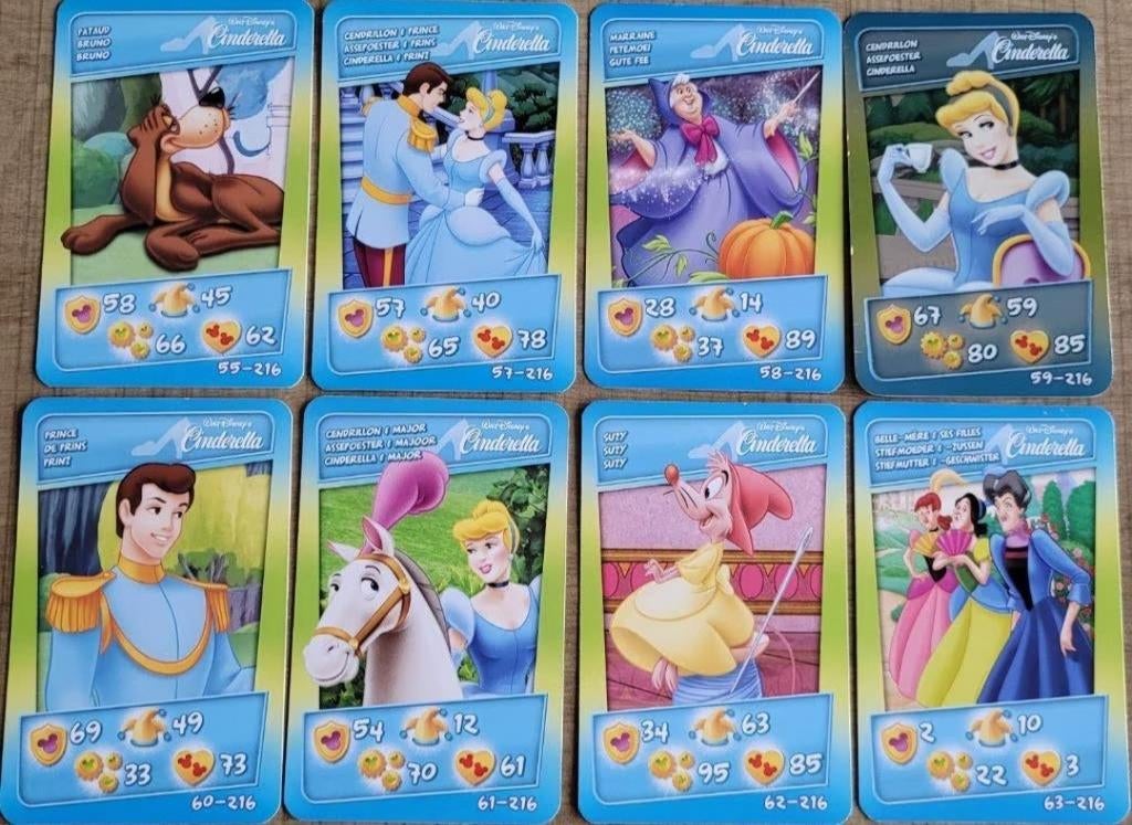 Assepoester: 8 verzamelkaarten (Cora-Match), Collections, Enlèvement ou Envoi, Cendrillon ou Belle, Comme neuf, Image ou Affiche