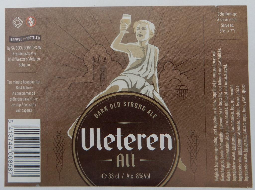 Bieretiket Vleteren Alt Dark Br. SA DECA Services (9e2), Verzenden, Gebruikt