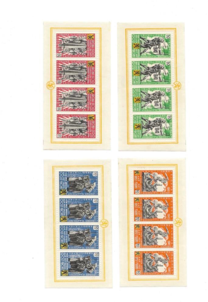 Originele Vlaams Legioen postzegels 4x4 1941, Verzamelen, Militaria | Tweede Wereldoorlog, Verzenden