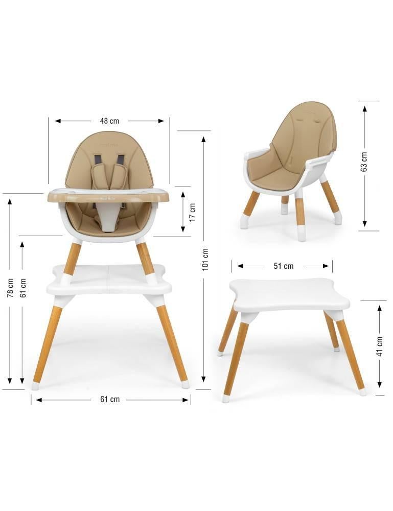 Kinderstoel + tafel 2-in-1. Malmo, Beige, Enlèvement