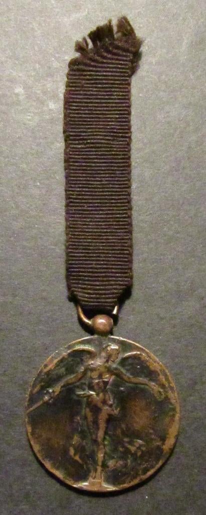 WO1 "Victory" medaille met bruin lint, Verzamelen, Militaria | Algemeen, Overige soorten, Lintje, Medaille of Wings, Ophalen