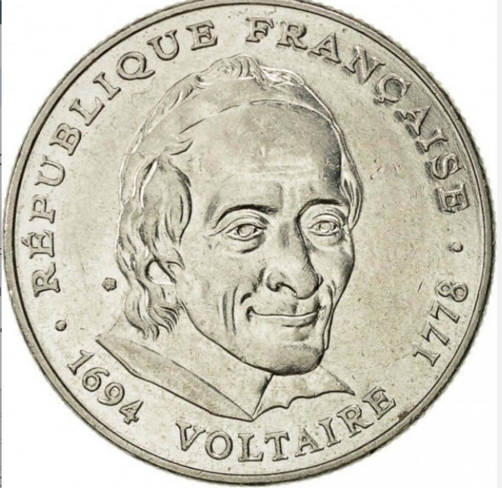 Frankrijk 5 francs 1994 Voltaire herdenking, Ophalen of Verzenden, Frankrijk, Losse munt