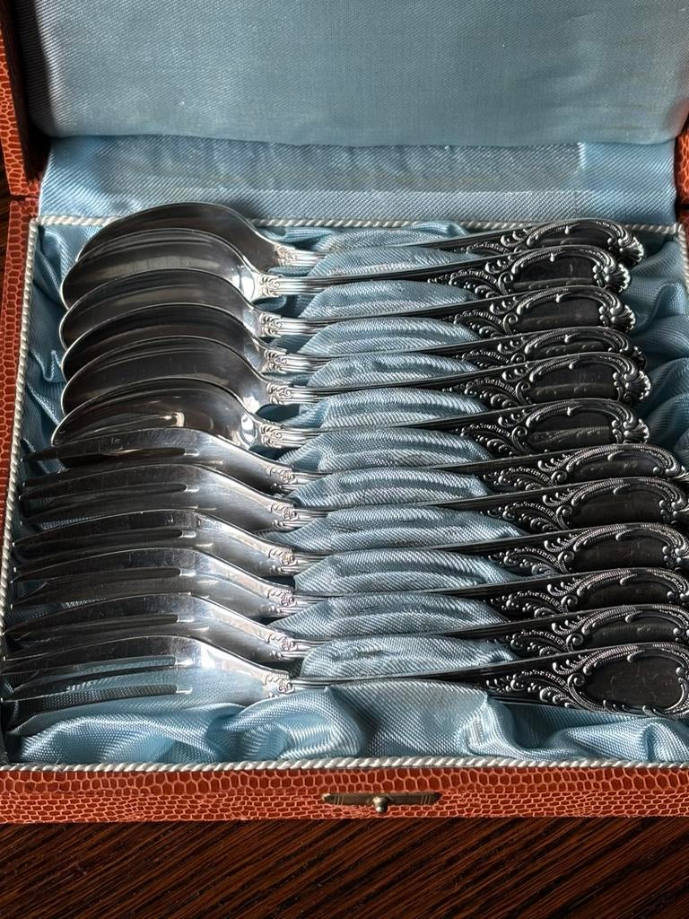 12 delig Wirths 100-20 vintage koffie lepels + vorken rokoko, Ophalen