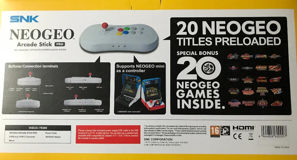 Neo Geo Stick Pro Console - NIEUWSTAAT, Games en Spelcomputers, Ophalen of Verzenden