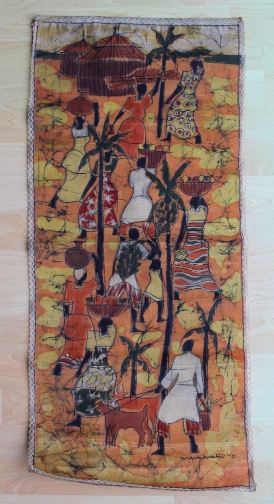 PEINTURE AFRICAINE SUR TOILE signée, Antiquités & Art, Enlèvement ou Envoi