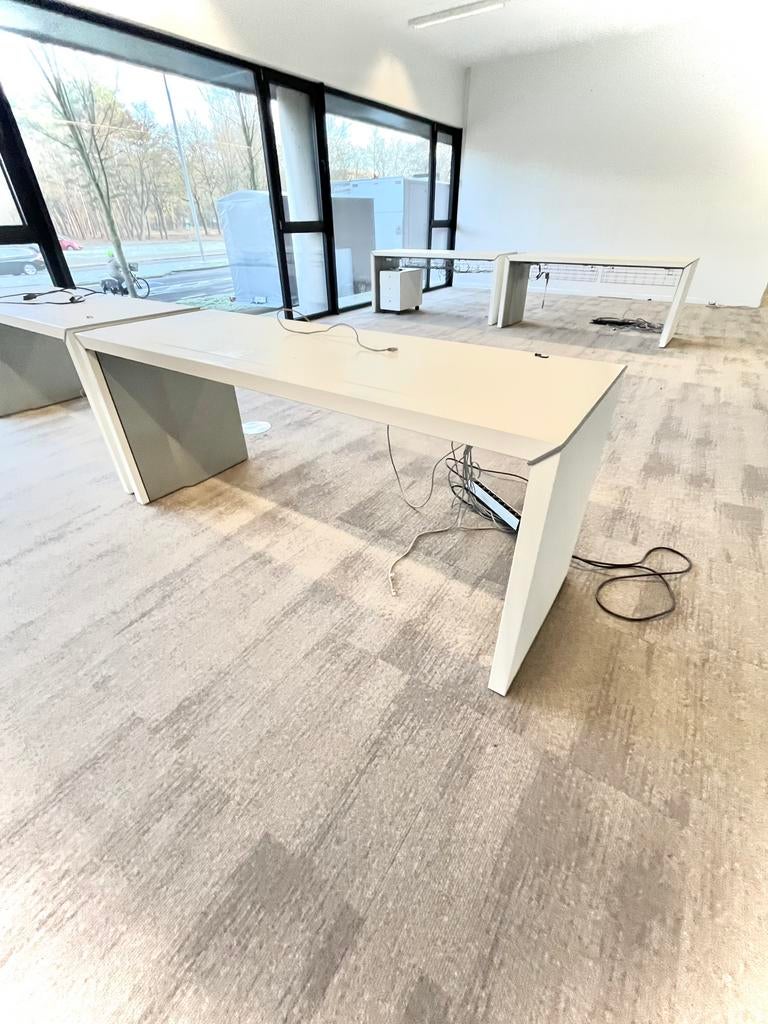 Bureel/bureau strak wit/metaal, Maison & Meubles, Chaises de bureau, Enlèvement