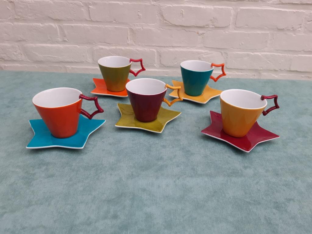 NIEUW geschenkset 5 kleurrijke tassen Maisons du monde ster, Ophalen, Nieuw, Overige stijlen, Kop(pen) en/of Schotel(s)