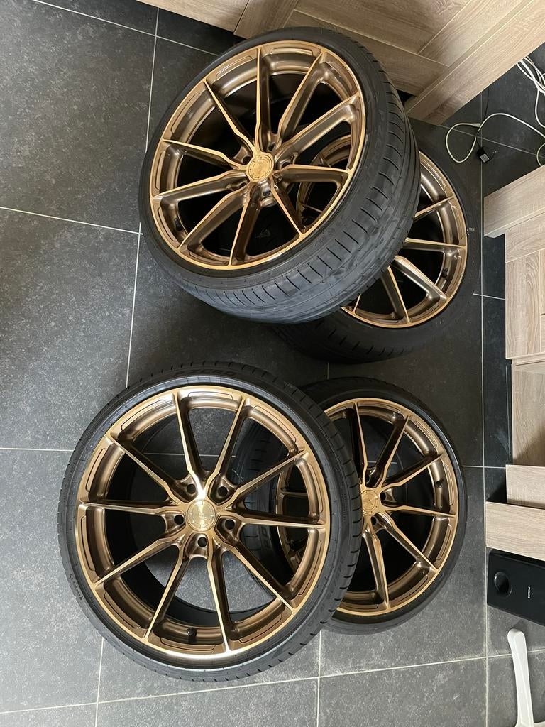 Japan Racing JR37 Bronze 20inch 5x120 V 8,5j ET28 A 10 ET32, Ophalen, Gebruikt, 275 mm, Banden en Velgen