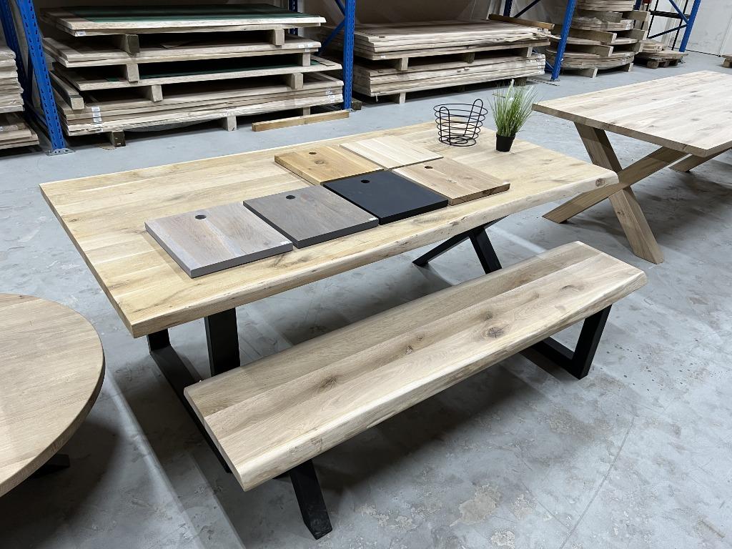 massief eiken tafel | tafelblad | eettafel | boomstamtafel, Ophalen, Nieuw, Rechthoekig, Eikenhout