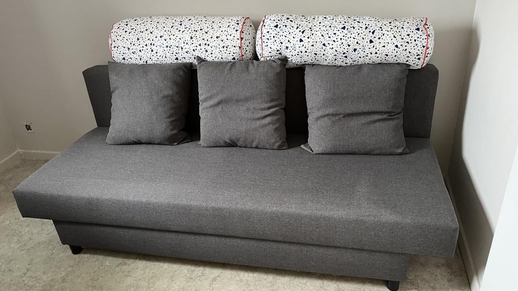 Bank met 6 kussens, Huis en Inrichting, Ophalen, Gebruikt, Overige materialen