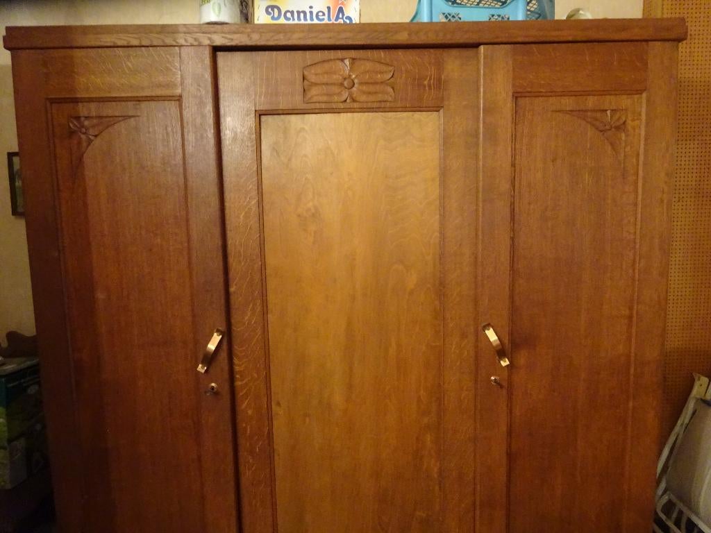 massief eiken kleerkast opbergkast, Ophalen, Met deur(en), Gebruikt, 150 tot 200 cm