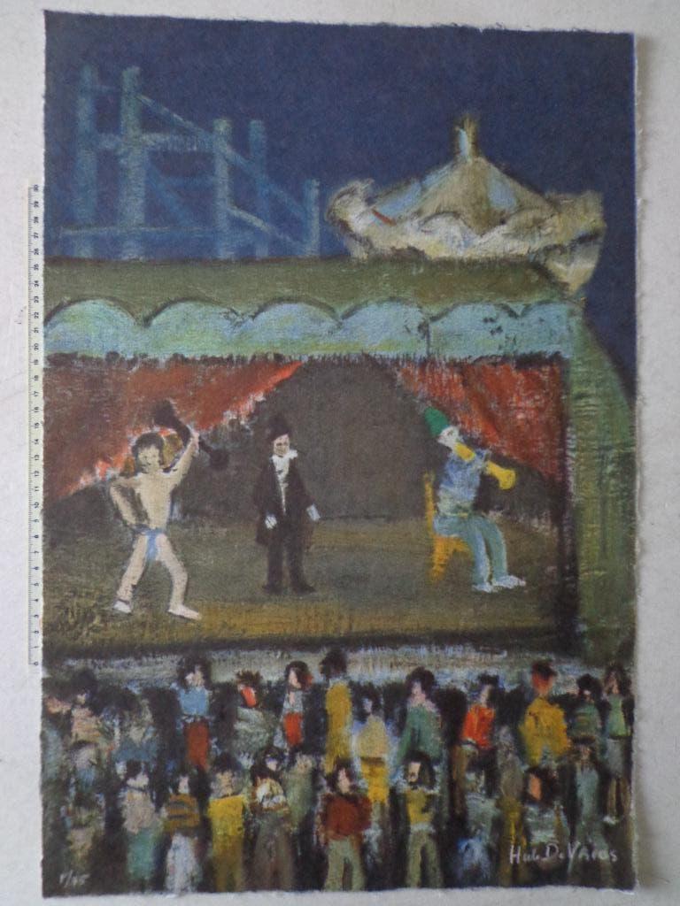 fraaie litho in kleur van Hubert De Vries "Circus", Antiquités & Art, Enlèvement ou Envoi