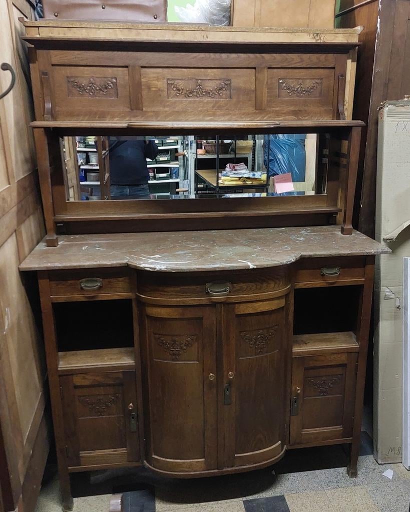 Kast met marmer tablet en spiegel. Bestaat uit 2 afneembare, Huis en Inrichting, Ophalen