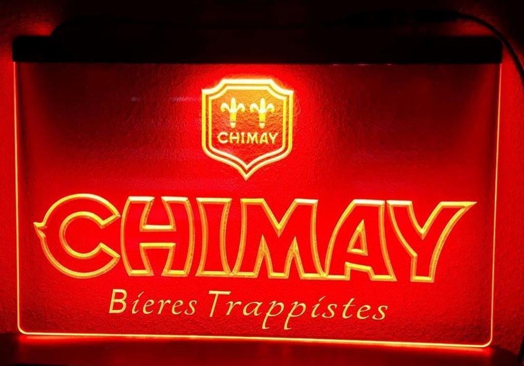 Chimay bier reclame verlichting lamp logo decoratie kado bar, Verzamelen, Ophalen of Verzenden, Nieuw, Lichtbak of (neon) lamp