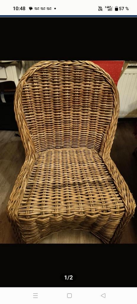 6 chaises en osier, Maison & Meubles, Utilisé