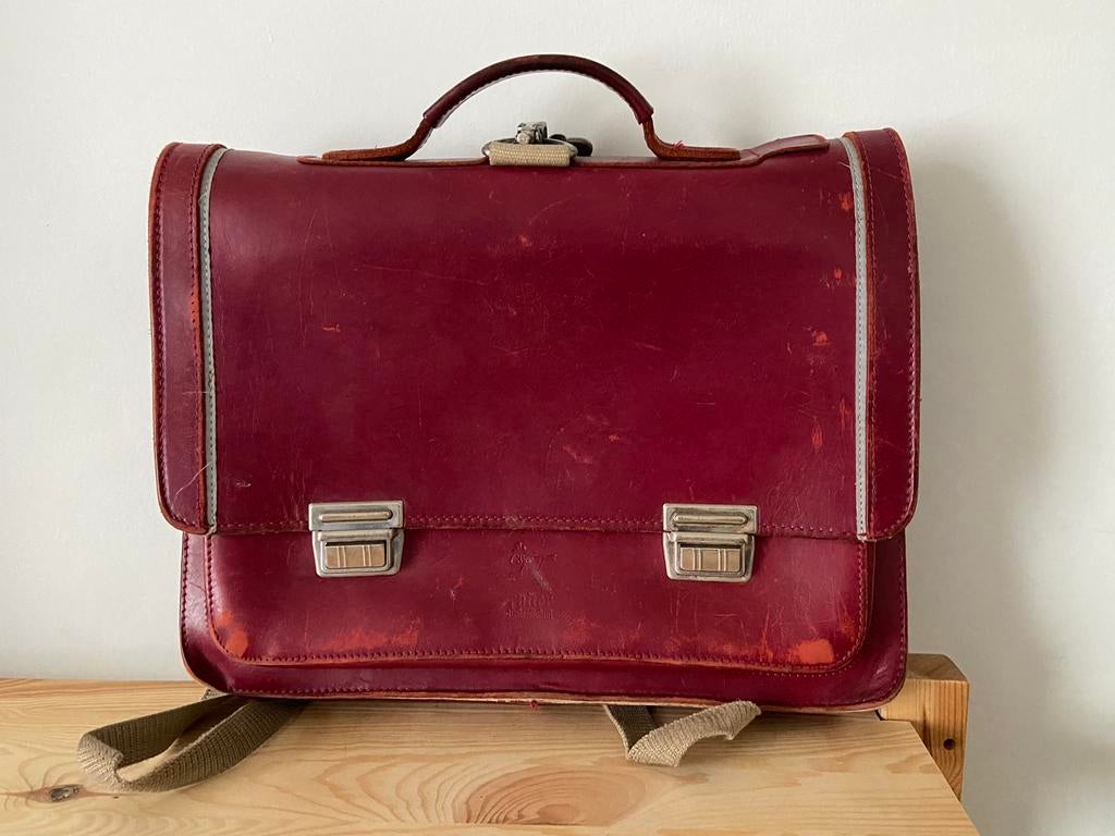 Oldschool lederen boekentas van kwaliteitsmerk Ruitertassen, Handtassen en Accessoires, Tassen | Schooltassen, Ophalen, Gebruikt