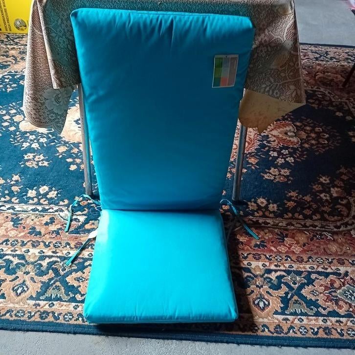 Coussin de chaise de jardin bleu, Enlèvement ou Envoi, Comme neuf, Bleu, Rectangulaire