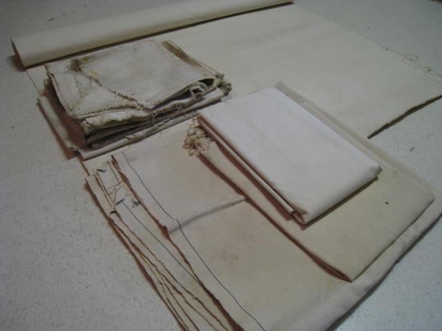 Partij doeken, dikke witte zeildoek, 1 rol + 6 stuks doek, Ophalen, Doek