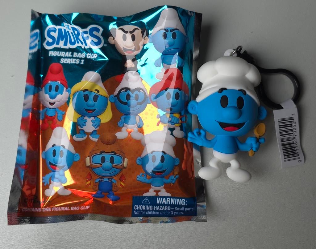 Porte-clé figurine Schtroumpf Cuisinier neuf, Collections, Envoi, Neuf, Autres Schtroumpfs, Poupée, Figurine ou Peluche