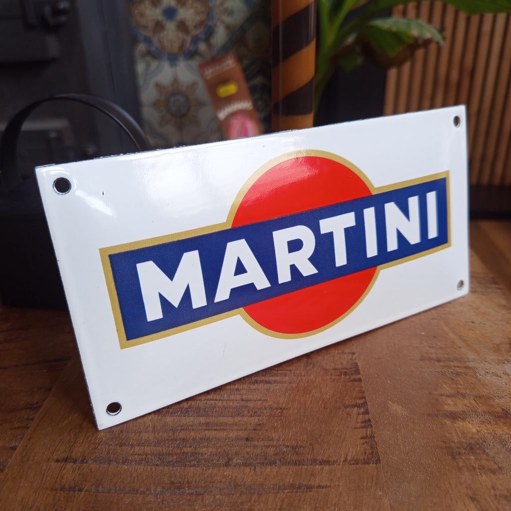 Plaque d'Affichage MARTINI Émail Vintage Italie Années 70's, Envoi, Utilisé, Panneau publicitaire
