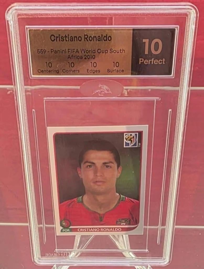 Panini+WC 2010+CR7+Ronaldo+beoordeling 10+PERFECT, Ophalen of Verzenden, Nieuw, Sticker