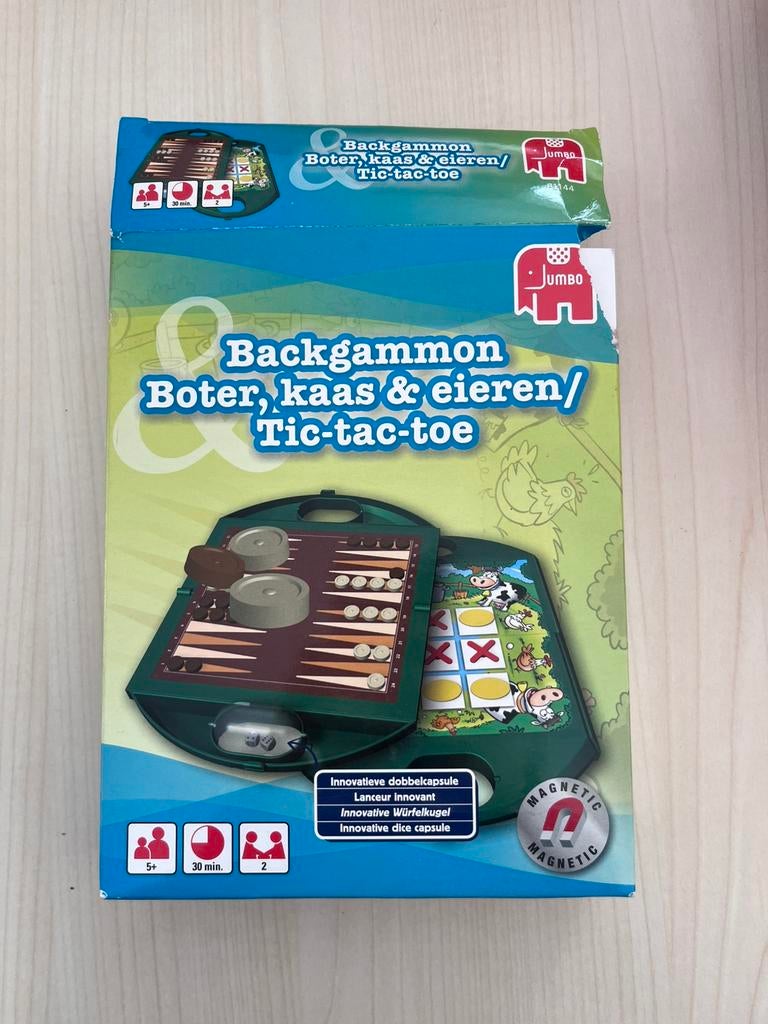 Jeu Jumbo – Backgammon / Boter, Kaas en Eieren, Verzamelen, Speelkaarten, Jokers en Kwartetten, Zo goed als nieuw, Ophalen