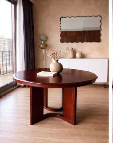 Ronde houten eettafel – vintage design (mid-century stijl), Huis en Inrichting, Tafels | Eettafels, Ophalen