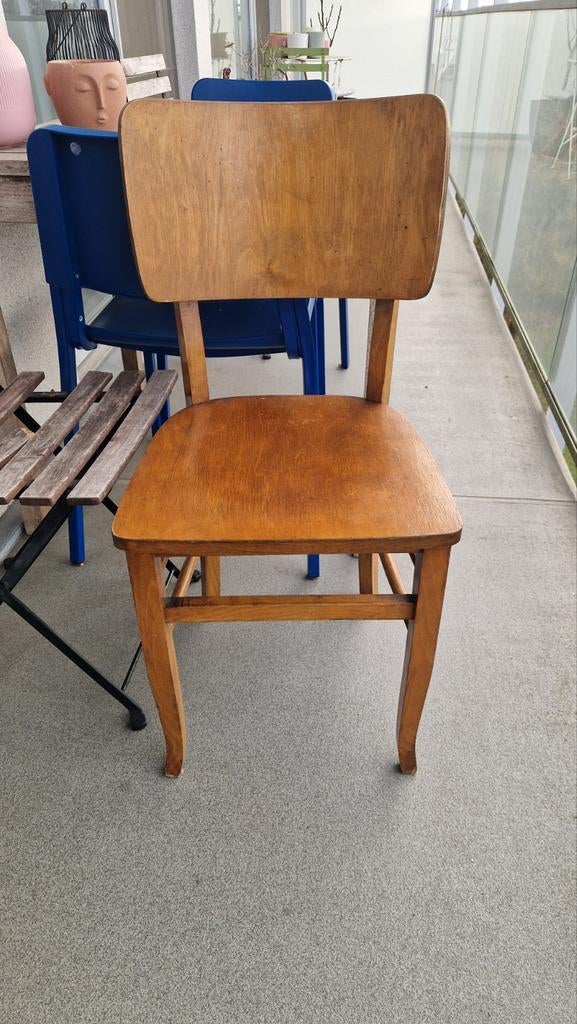 Retro houten café stoel (2stuks), Ophalen, Gebruikt, Twee, Bruin
