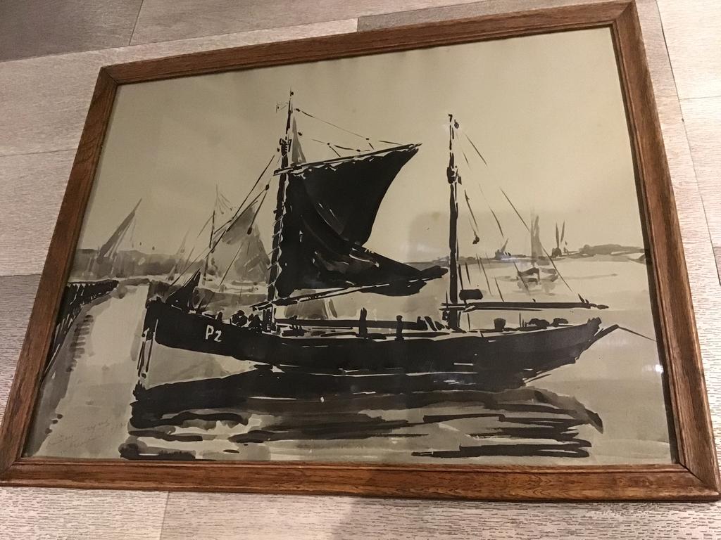 Nieuwpoortse verzetsman Emile Fryns originele aquarel 1936, Verzamelen, Foto's en Prenten, Ophalen of Verzenden
