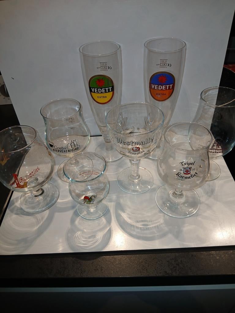 Karmeliet20cl, westm.20cl, Vedett 33cl, chouffe 7cl, Boelens, Verzamelen, Ophalen of Verzenden, Zo goed als nieuw, Glas of Glazen