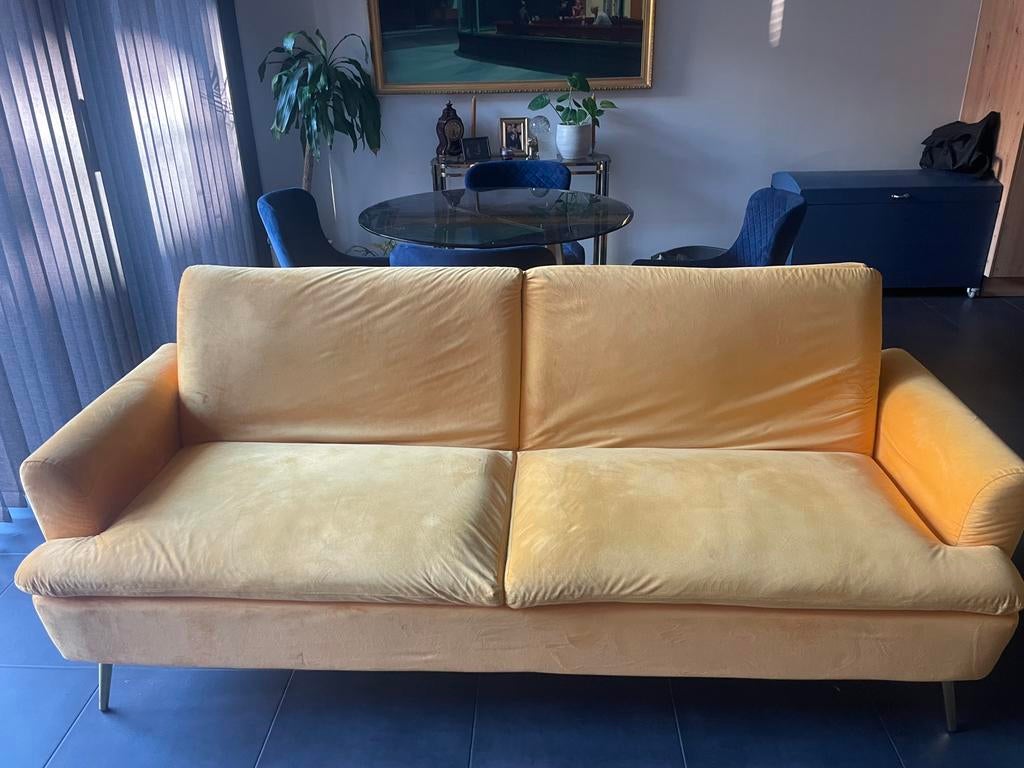 Canapé-lit - Slaapbank jaune/geel, Maison & Meubles, Canapés | Salons, 250 à 300 cm, Banc droit, Comme neuf, Enlèvement