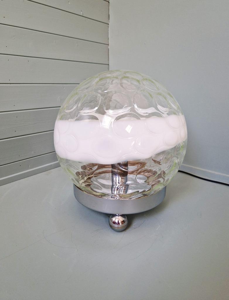 Grote tafellamp in geblazen honingraatglas, 1970, Antiek en Kunst, Ophalen of Verzenden