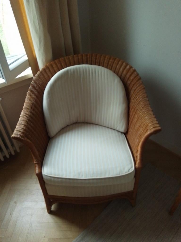 Zetel rotan + kussens, Antiek en Kunst, Ophalen