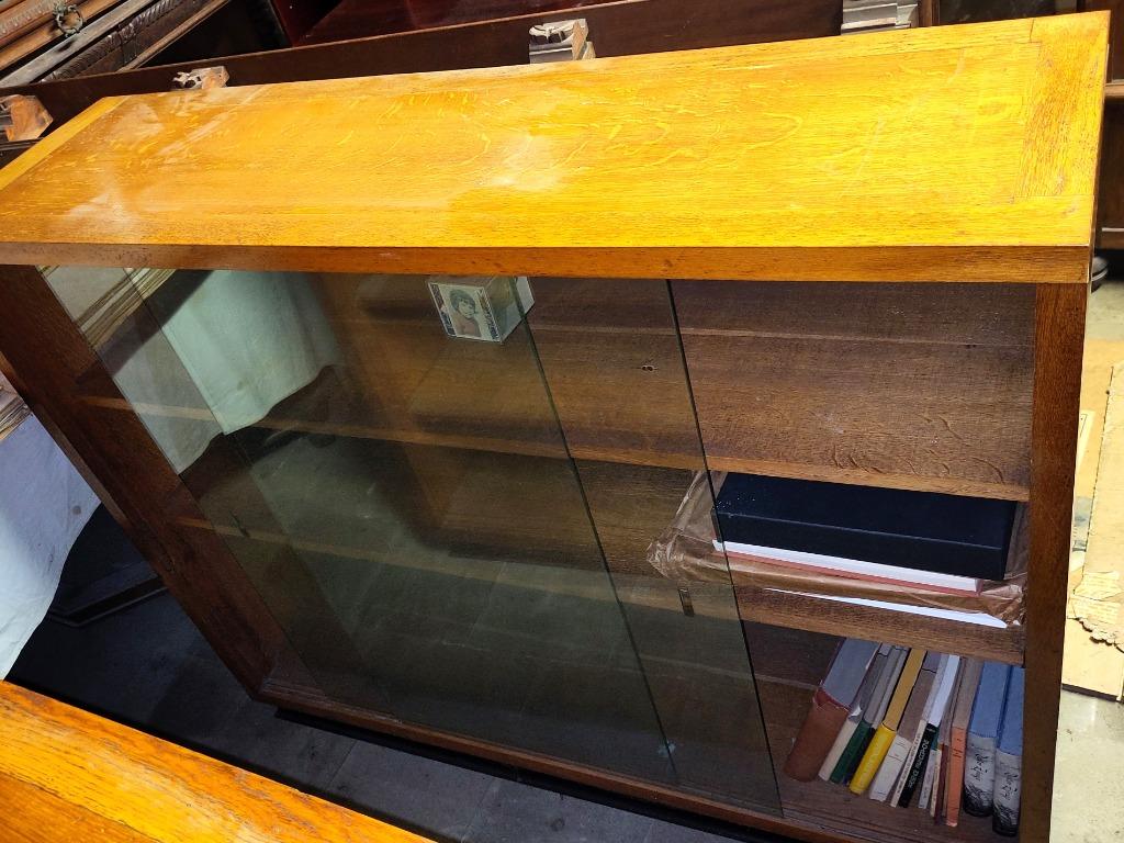 2 vitrinekasten - boekenkasten: eikenhout + glas, Huis en Inrichting, Kasten | Vitrinekasten, Gebruikt, 100 tot 150 cm, 100 tot 150 cm