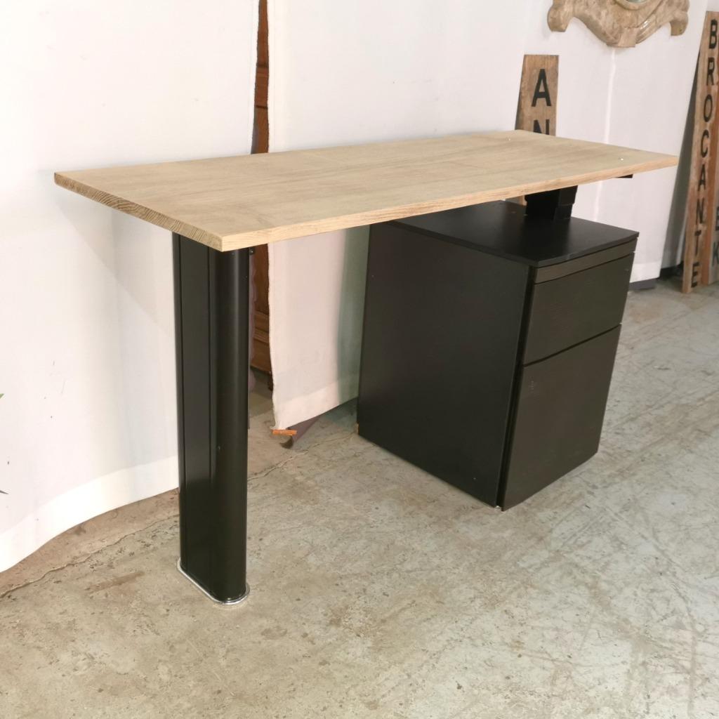 oude bureau blok met massief eiken blad  L 129 D 46 H 73, Huis en Inrichting, Bureaus, Ophalen, Gebruikt