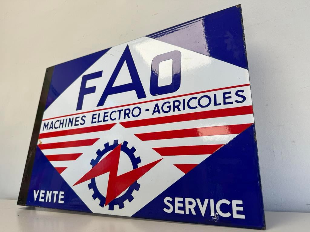 FAO machines emaille reclamebord, Verzenden, Gebruikt, Reclamebord