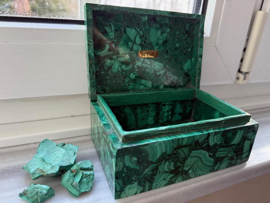 Coffret à bijoux en malachite (RDC) artisanale, Bijoux, Sacs & Beauté, Bijoux anciens, Envoi, Autres matériaux, Autres types, Avec pierre précieuse