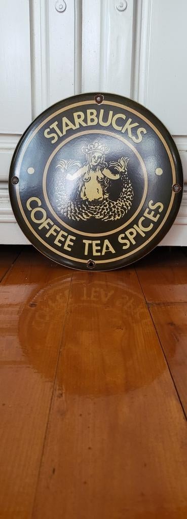 Mooi patina emaillebord van Starbucks, Ophalen of Verzenden, Gebruikt, Reclamebord