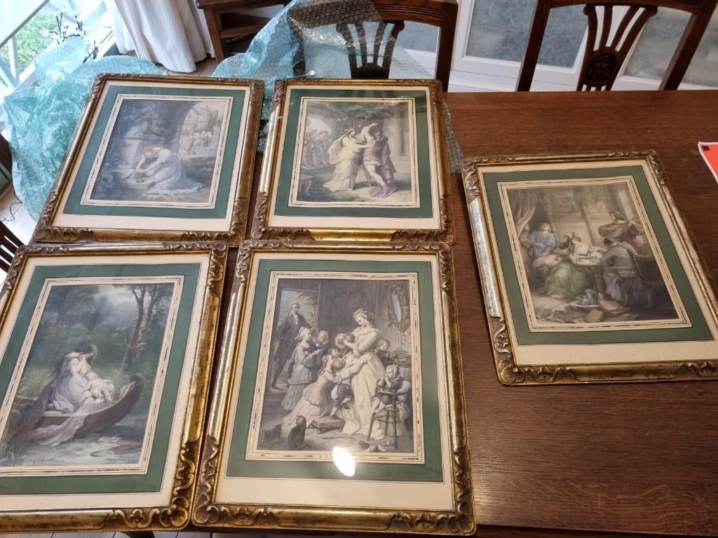 5 cadres anciens assortis, Maison & Meubles, Accessoires pour la Maison | Cadres, Enlèvement