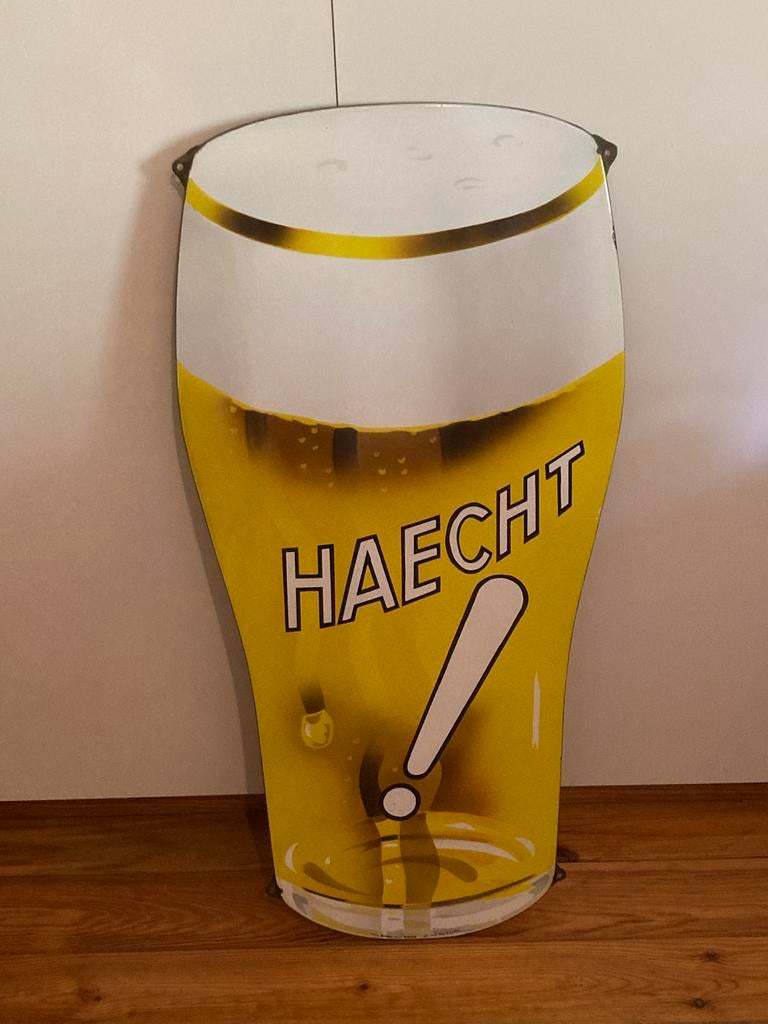 Oude emaille Haecht 1953, Verzamelen, Ophalen of Verzenden, Reclamebord