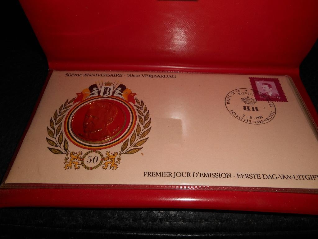 Pièce en Vermeil pour les 50 ans du Roi Baudoin de 1980, Timbres & Monnaies, Monnaies | Belgique, Enlèvement ou Envoi