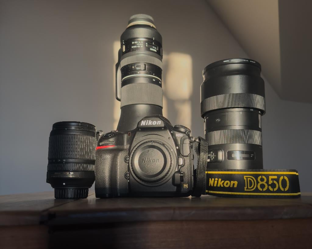 Nikon D850 + 3 LENZEN BUNDEL, Audio, Tv en Foto, Fotocamera's Digitaal, Ophalen, Gebruikt, Spiegelreflex, Nikon