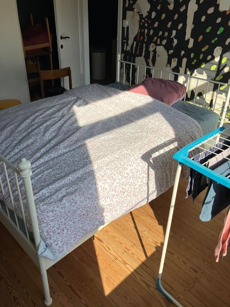 Tweepersoonsbed Ikea 140 x 200, Huis en Inrichting, Ophalen, Gebruikt, Wit, Tweepersoons