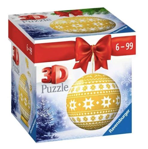 3D Puzzel - Kerstbal Geel (54 stukjes), Envoi, Comme neuf
