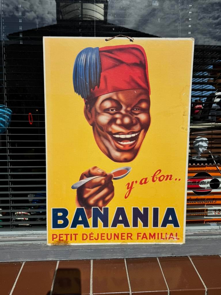 Panneau d'affichage ancien BANANIA, Collections, Enlèvement, Utilisé, Panneau publicitaire