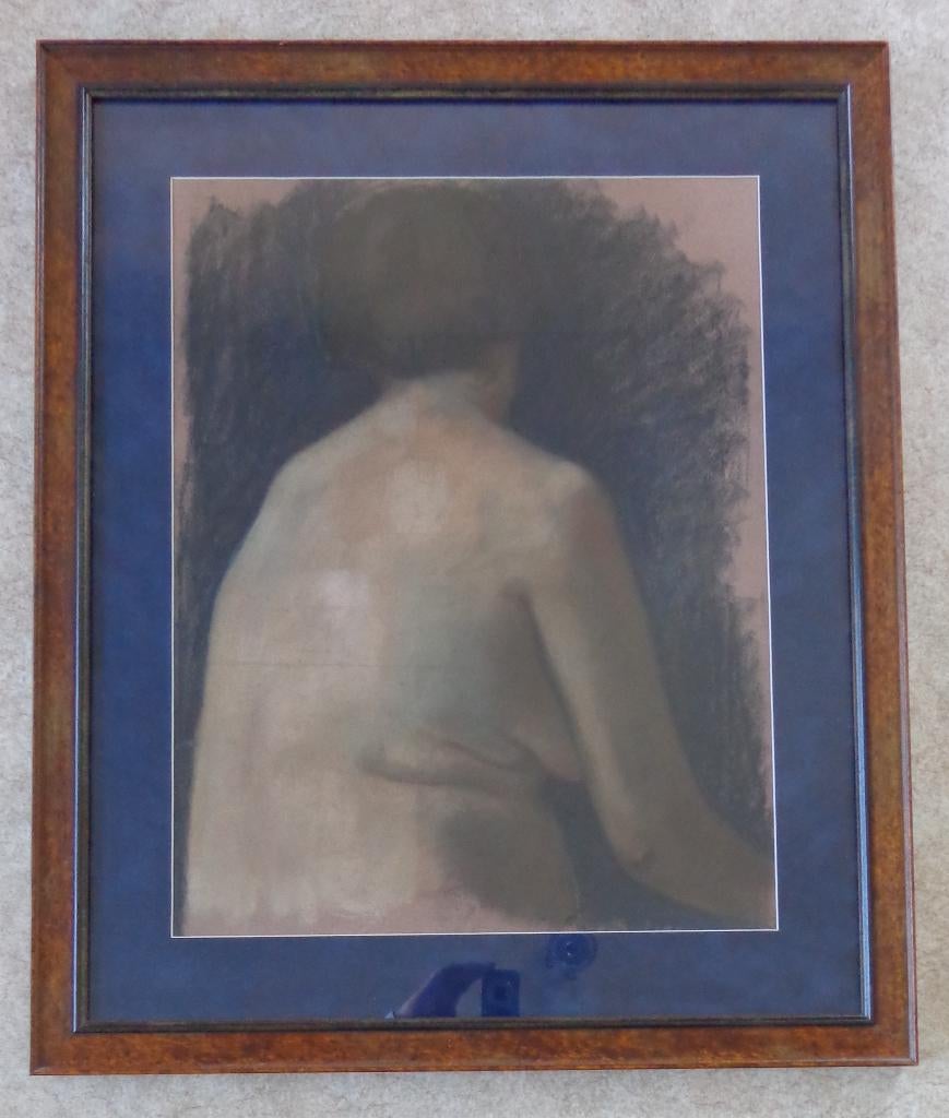 ONBEKEND / RUGGELINGS NAAKT / ORIGINEEL WERK / 83x69cm KADER, Enlèvement