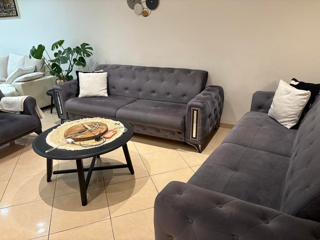 Ensemble de canapé gris + table basse comme neuf, Maison & Meubles, Canapés | Coins salons complets, Comme neuf, Enlèvement