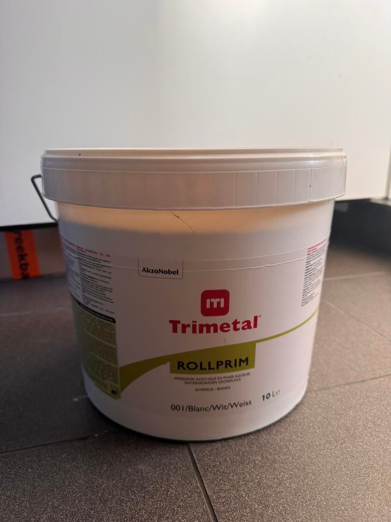 Nieuwe Trimetal Rollprim 10L Wit, Neuf, Enlèvement, Peinture, 5 à 10 litres